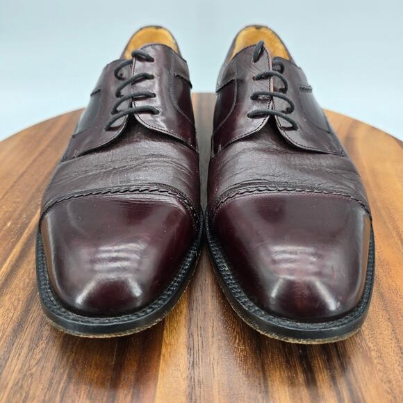 Mezlan Napoli Oxfords Men\'s 9 M Burgundy Leather Cap Toe Lace Up Dress Shoes main image 8